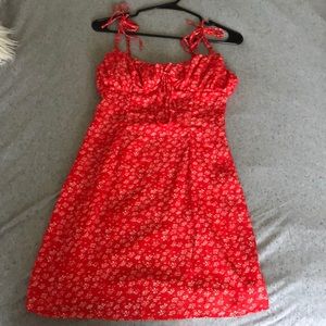 Red floral dress